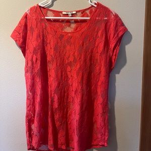 Daniel Rein XL coral colored lace top